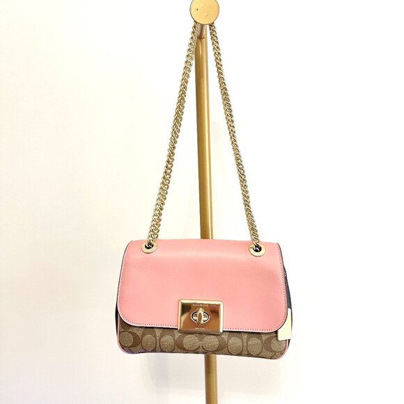 Coach Pink Cassidy Crossbody Bag In Blocked Signature Canvas